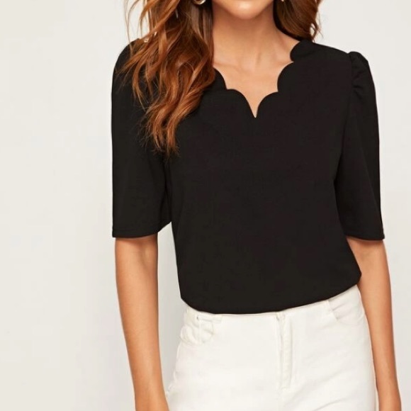 Black Scallop Top - Picture 1 of 1